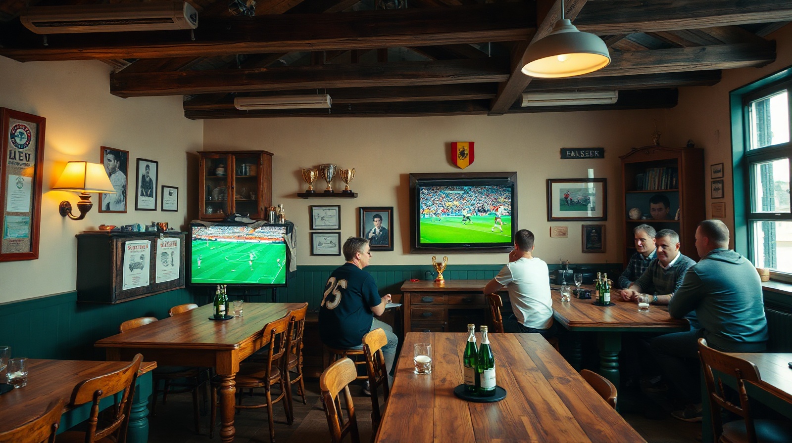Vereinsheim mit Fußballfans beim gemeinsamen WM-Schauen